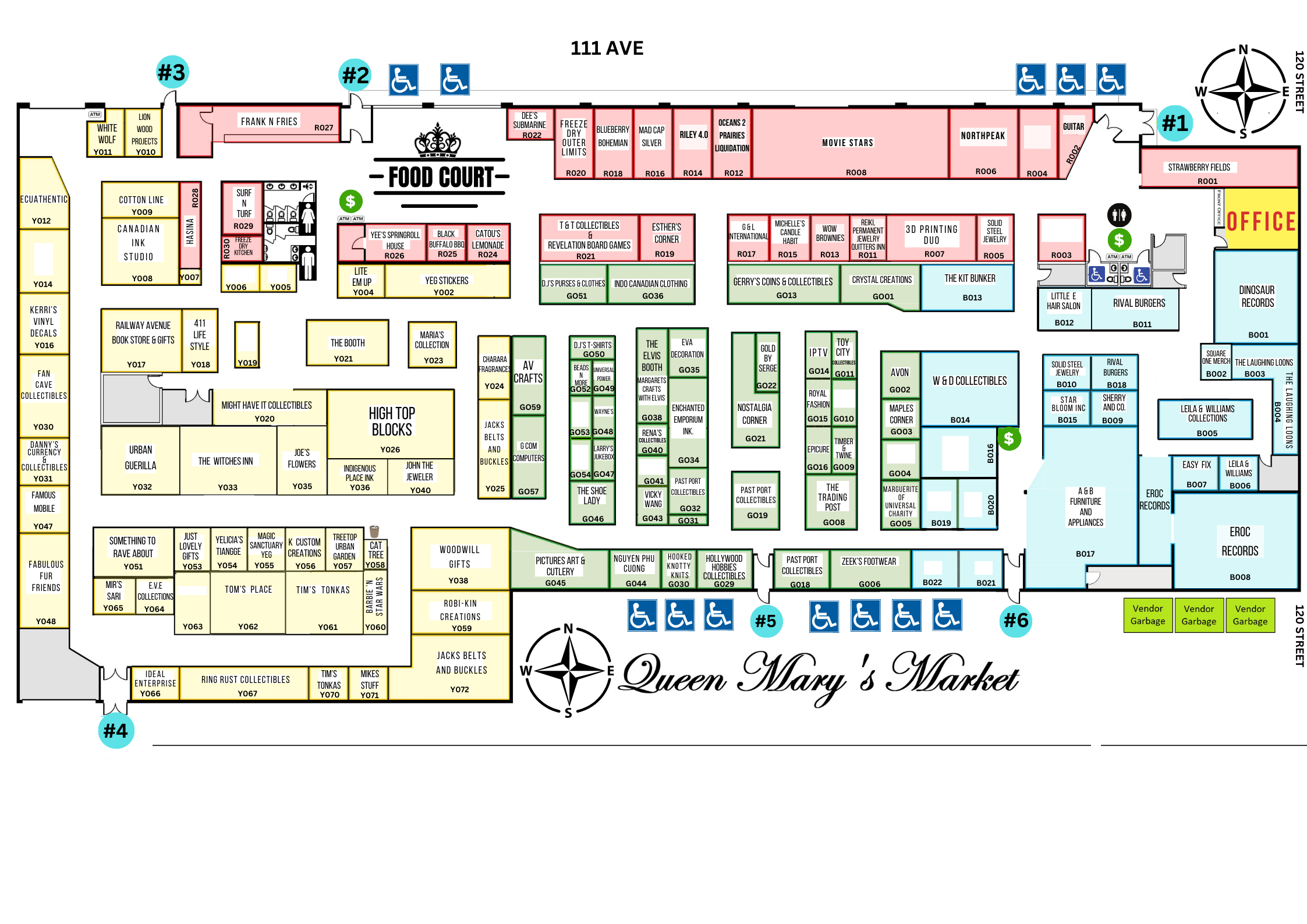 Interactive Touchscreen.  Tap a booth for more information.  Tap the search bar to find vendors, products, and services.  You can send this directory to your phone by scanning the QR code located in the bottom right corner.