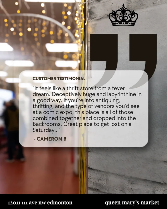 We love hearing from our customers about their experience at the market and what keeps them coming back! We’re back open this weekend with all vendors — Saturday 10–6 and Sunday 11–6. Come stop by!

#yeg #yegmarket #yegbusiness #yegbiz